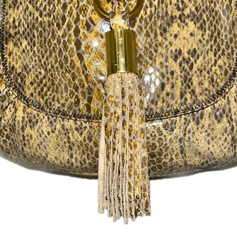 OR by OrYANY Genuine Anaconda Snake Tassel Brown Hobo Bag
